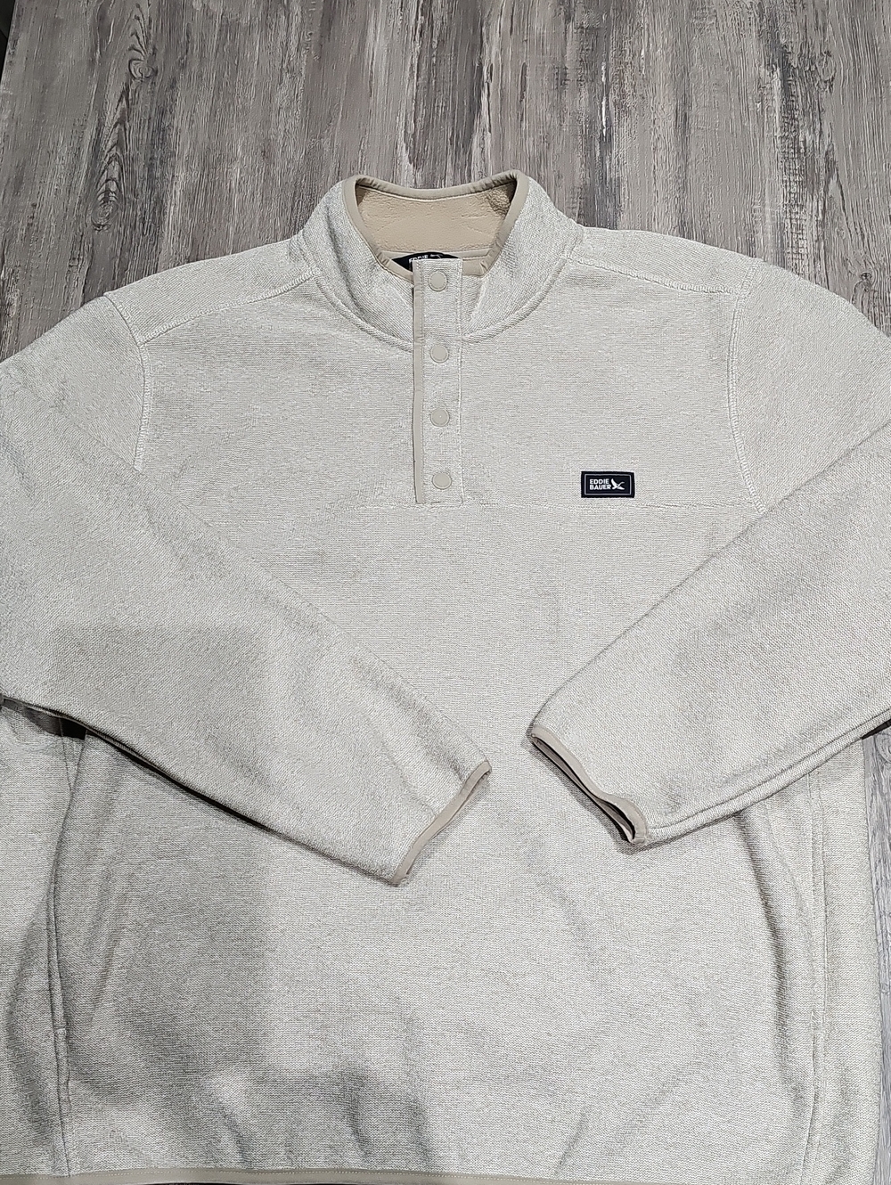Eddie Bauer Light Stone Beige Quarter-Snap Pullover Fleece